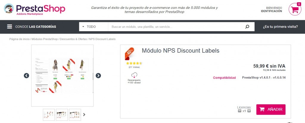 Addon NPS discount labels de Prestashop